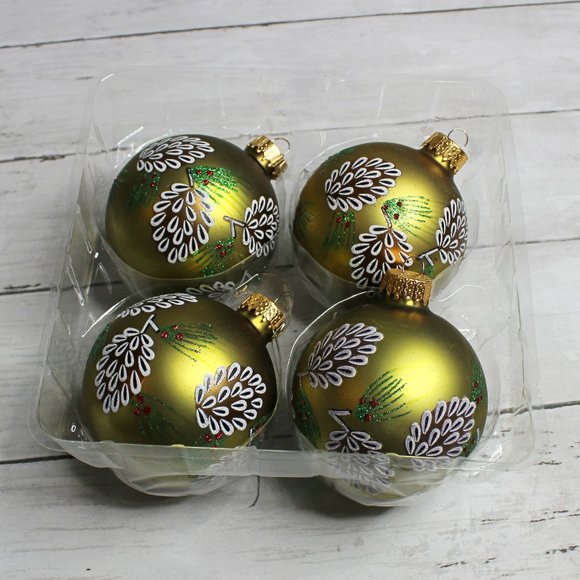Victorian Christmas Tree Ornament Lot of 4 Glass Bulbs Pinecones - Picture 2 of 6
